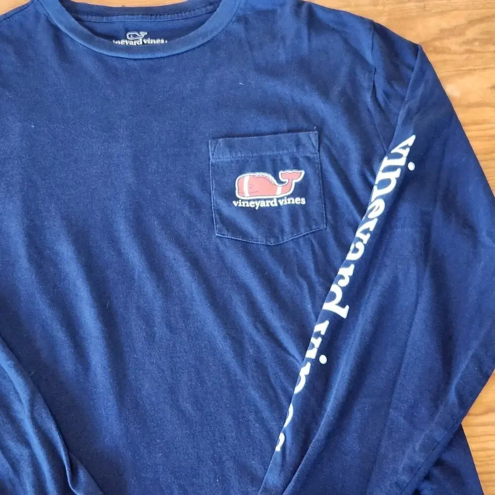 Vineyard Vines Mens Long-sleeve T-shirt Football Whale College Preppy Medium